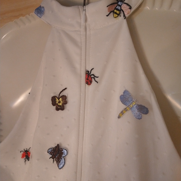 ModCloth Liza Luxe Defining Divine Insect Dress White Size M - Picture 7 of 12